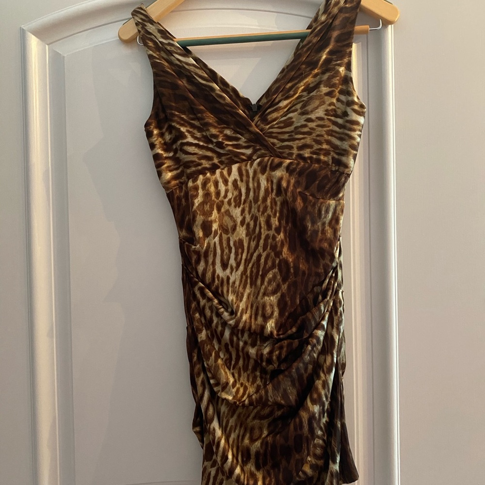 CACHE LEOPARD PRINT MINI DRESS